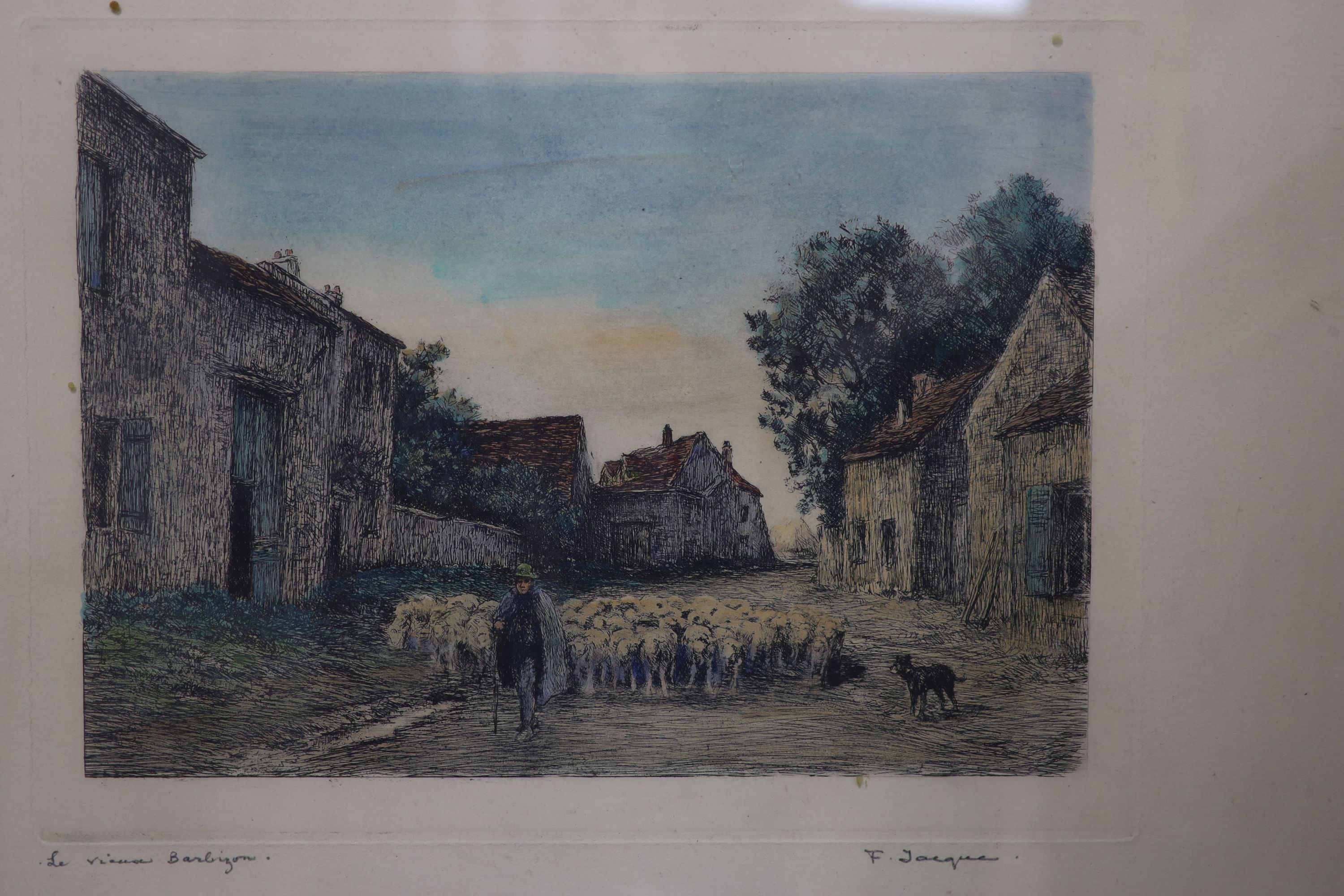 A 19th century coloured engraving 'Old Parr', 20 x 14cm and three other pictures